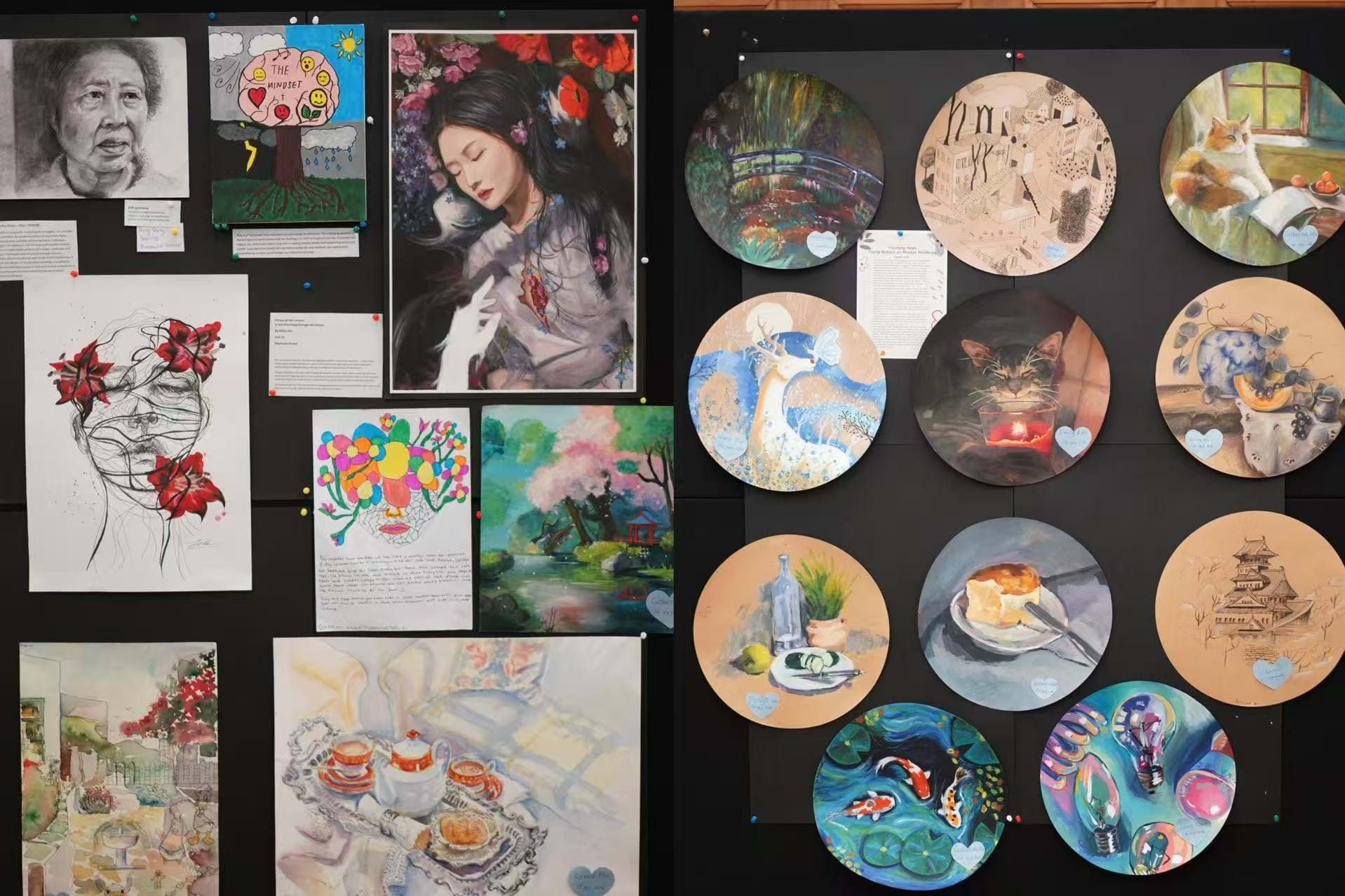 Exhibition of artwork by Asian youth.