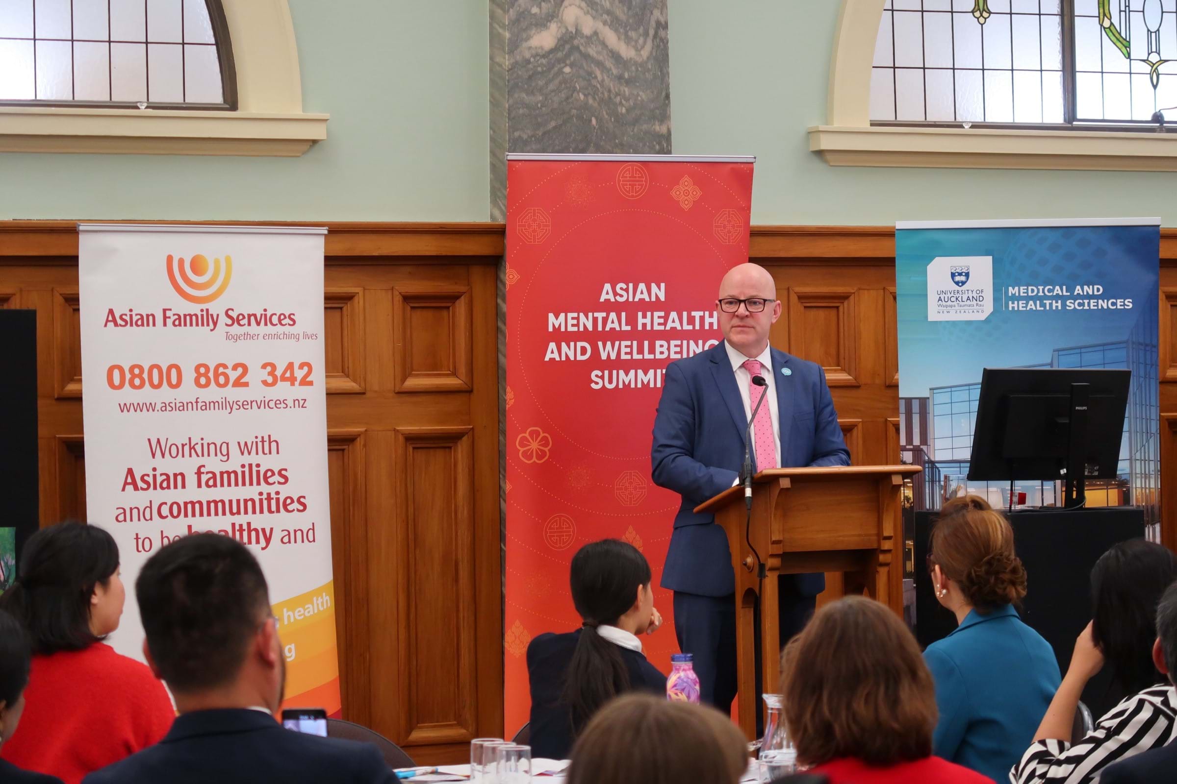 Hon Matt Doocey, Minister of Mental Health, speaking at the Summit.